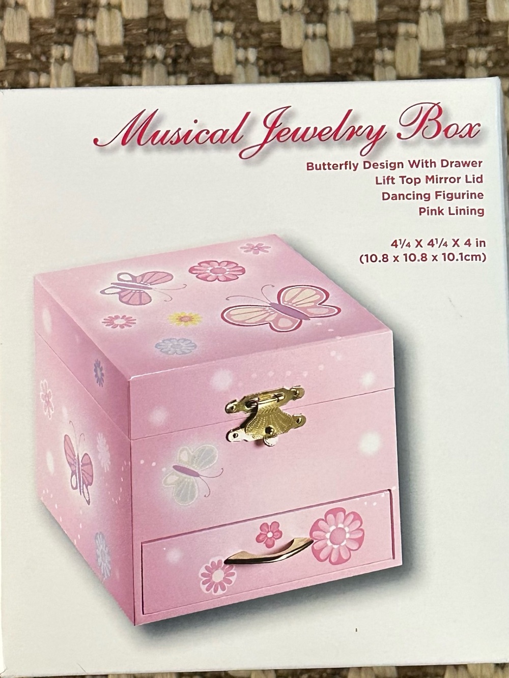 NWT Vintage Pink Butterfly Musical Jewelry Box